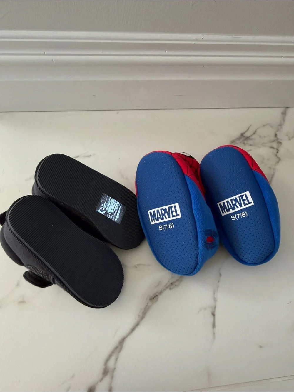 Marvel Spiderman Kids Slippers Set of 2 Pairs - Black and Red/Blue